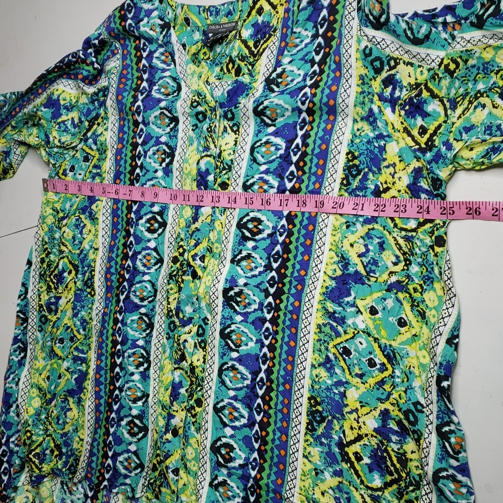 Chelsea & Theodore Viscose Button Up Long Sleeves Shirt Tunic Size 2X Bohemian - Picture 10 of 14